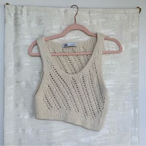 Zara Cream Knit Crop Top